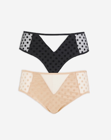 Pretty Secrets (2 Pack) Hannah Spot Full Brief Knickers Black/Almond