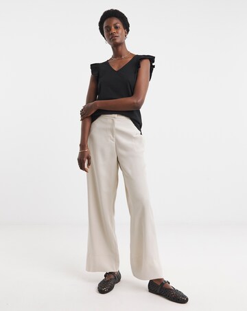 Pure Cotton Black Ruffle Sleeve Vest