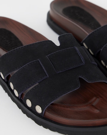 Hawthorne Suede Wood Effect Footbed Sandals - Wide Fit (E)