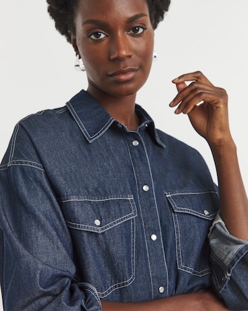 Pure Cotton Dark Blue Relaxed Denim Shirt