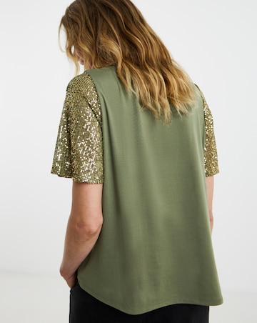 Sequin Sleeve T-Shirt