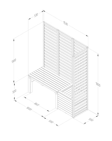 Forest Modular Garden Seating Set with Bench, Planter and Screen