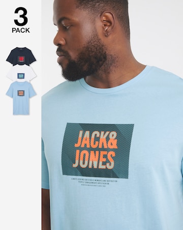 Jack & Jones Hudson Logo T-Shirt 3 Pack - Multi