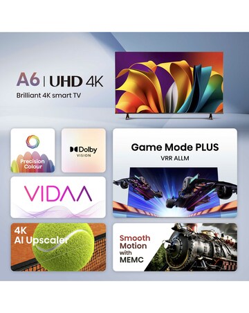 Hisense 65in 65A6NTUK Smart 4K UHD HDR LED TV and 3.1ch 180W Soundbar Bundle