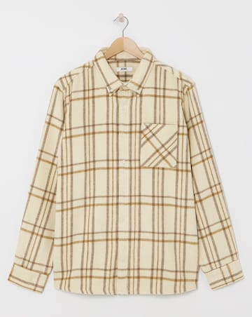 Long Sleeve Button Down Checked Flannel Shirt
