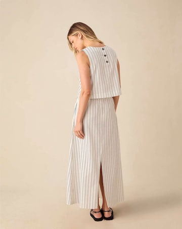 Ro&Zo Ivory Stripe Linen Shell Top