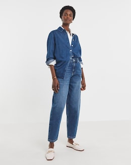 Mid Blue Barrel Leg Jean