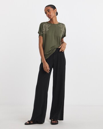 Khaki Embellished T-Shirt