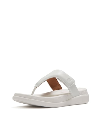 FitFlop White F-Mode Go Adjustable Flatform Toe-Post Sandals - Standard Fit (D)