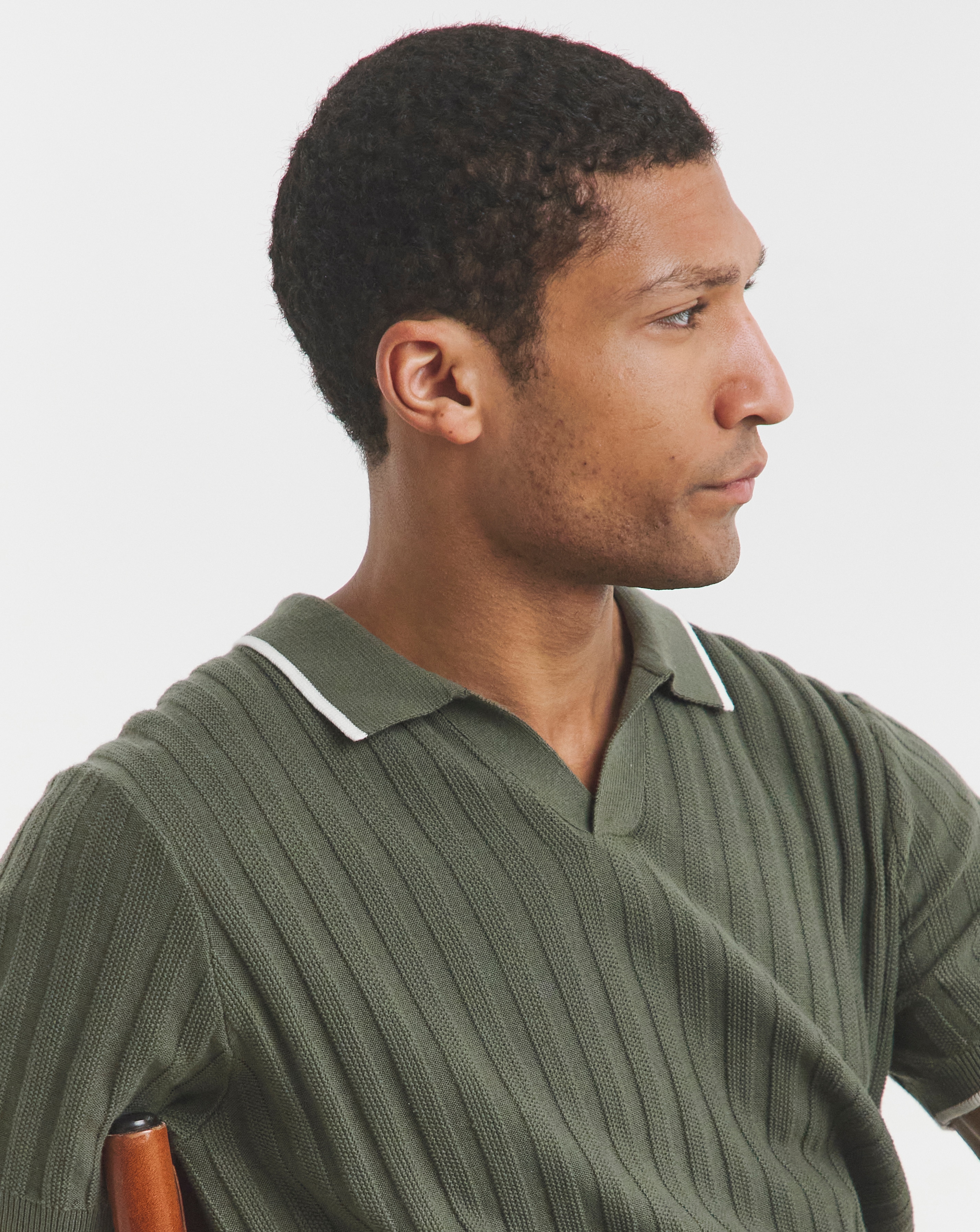 Textured Trophy Neck Tipped Knit Polo | JD Williams