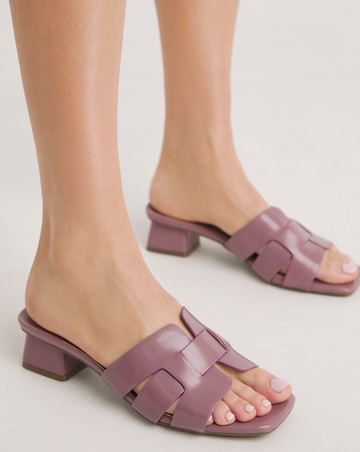 Sara Woven Mule Block Heeled Sandals - Wide Fit (E)