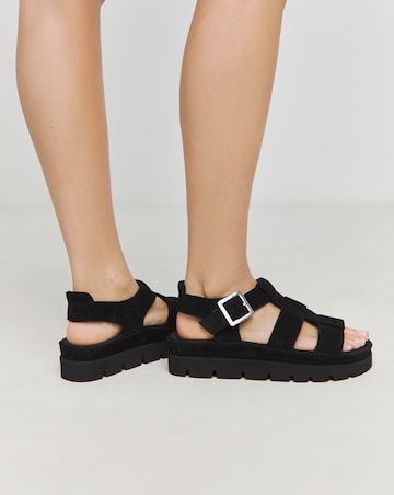 Sakura Fisherman Suede Flatform Sandals - Wide Fit (E)