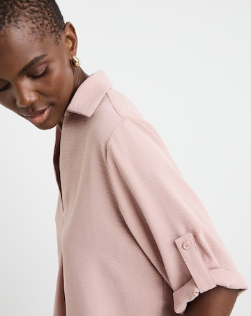 Textured Fabric Collar Utility Tunic Top