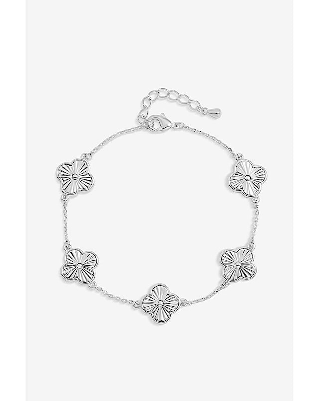 Jon Richard Silver Plated Diamond Cut Clover Bracelet