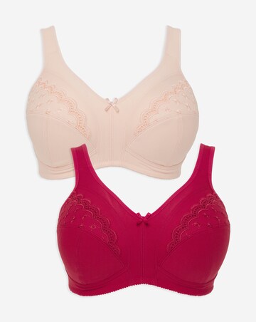 Pretty Secrets 2 Pack Sally Raspberry/Apricot Minimiser Non Wired Bras D-L