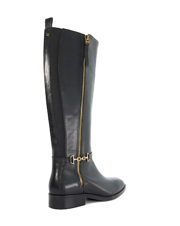 Dune Taylyn Knee High Leather Buckle Boots Wide Fit