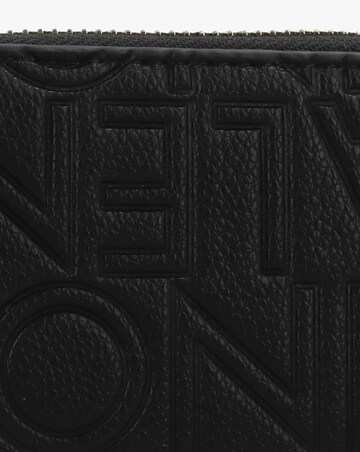 Valentino Bags Pansy Debossed Logo Black Zip Around Purse