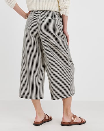 Striped Linen Mix Cropped Wide Leg Culottes