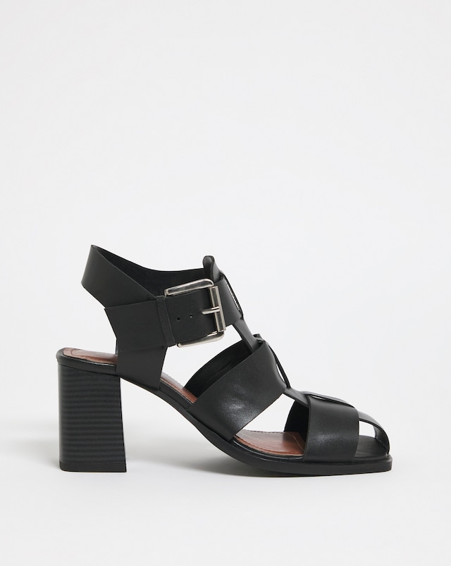 Charlotte Leather Fisherman Block Heeled Shoes - Extra Wide Fit (EEE)