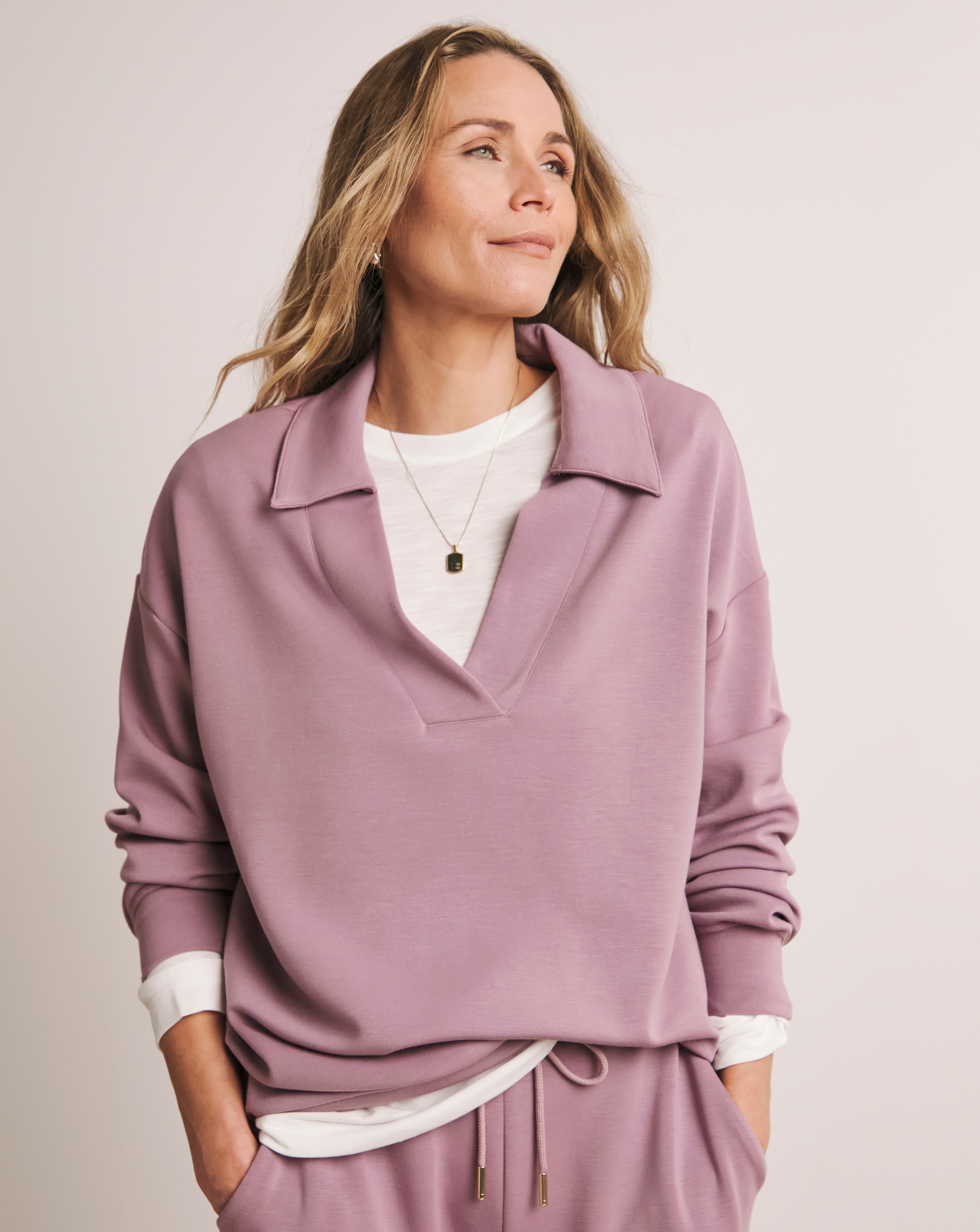 Anthology Elderberry Collared Modal Sweatshirt