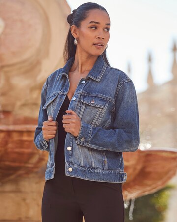 Sosandar Mid Blue Relaxed Fit Denim Jacket