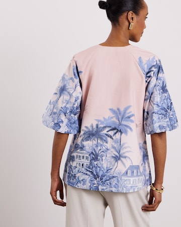 Joanna Hope Cotton Volume Printed Blouse