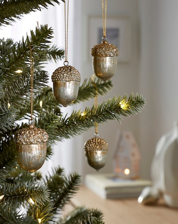 Gisela Graham Gold Acorn Hanging Decorations - Set of 4
