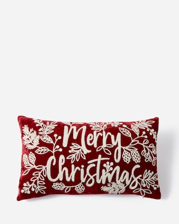 Merry Christmas Embroidered Boudoir Cushion