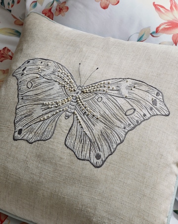 Embroidered Butterfly Cushion