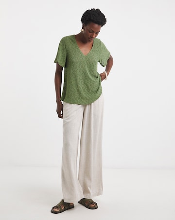 Khaki Boucle Angel Sleeve Top