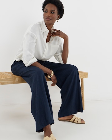 Linen Mix Wide Leg Trousers