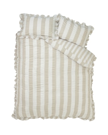 Catherine Lansfield Seersucker Frill Stripe Duvet Cover Set