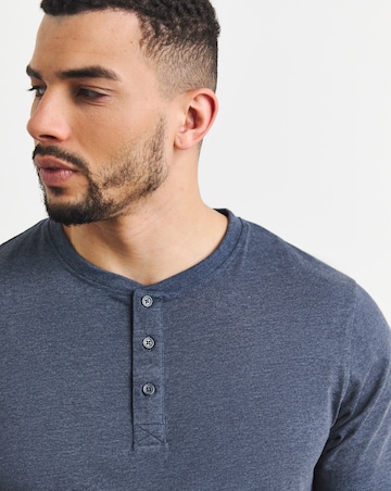 Short Sleeve Grandad T-Shirt Long Length- Denim Marl