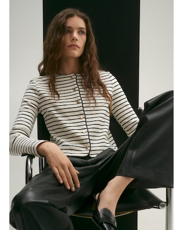 Mango Striped Knit Cardigan