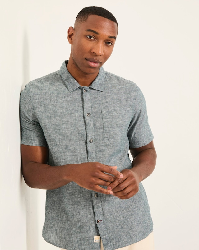 FatFace Bugle Linen Resort Shirt - Jade