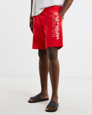 Jack & Jones Maui Logo Swim Shorts - Red