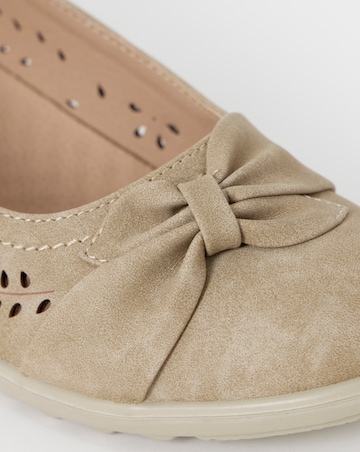 Cushion Walk Beige Cut-Out Wedge Ballerinas - Extra Wide Fit (EEE)