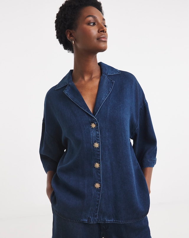 Blue Tencel™ Denim Short Sleeve Shirt