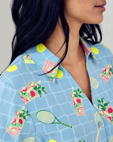 Chelsea Peers Organic Cotton Pyjama Shorts Set Tennis & Cocktails Print