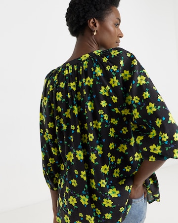 Collarless Button Through Blouse