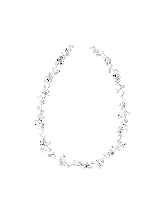 Jon Richard Silver Plated Mia Pearl And Crystal Long Hair Vine - Gift Pouch