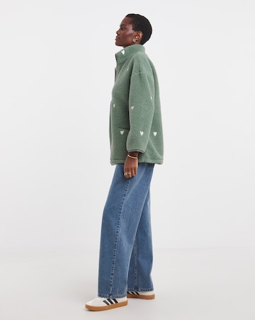 Embroidered Borg Longline Quarter Zip