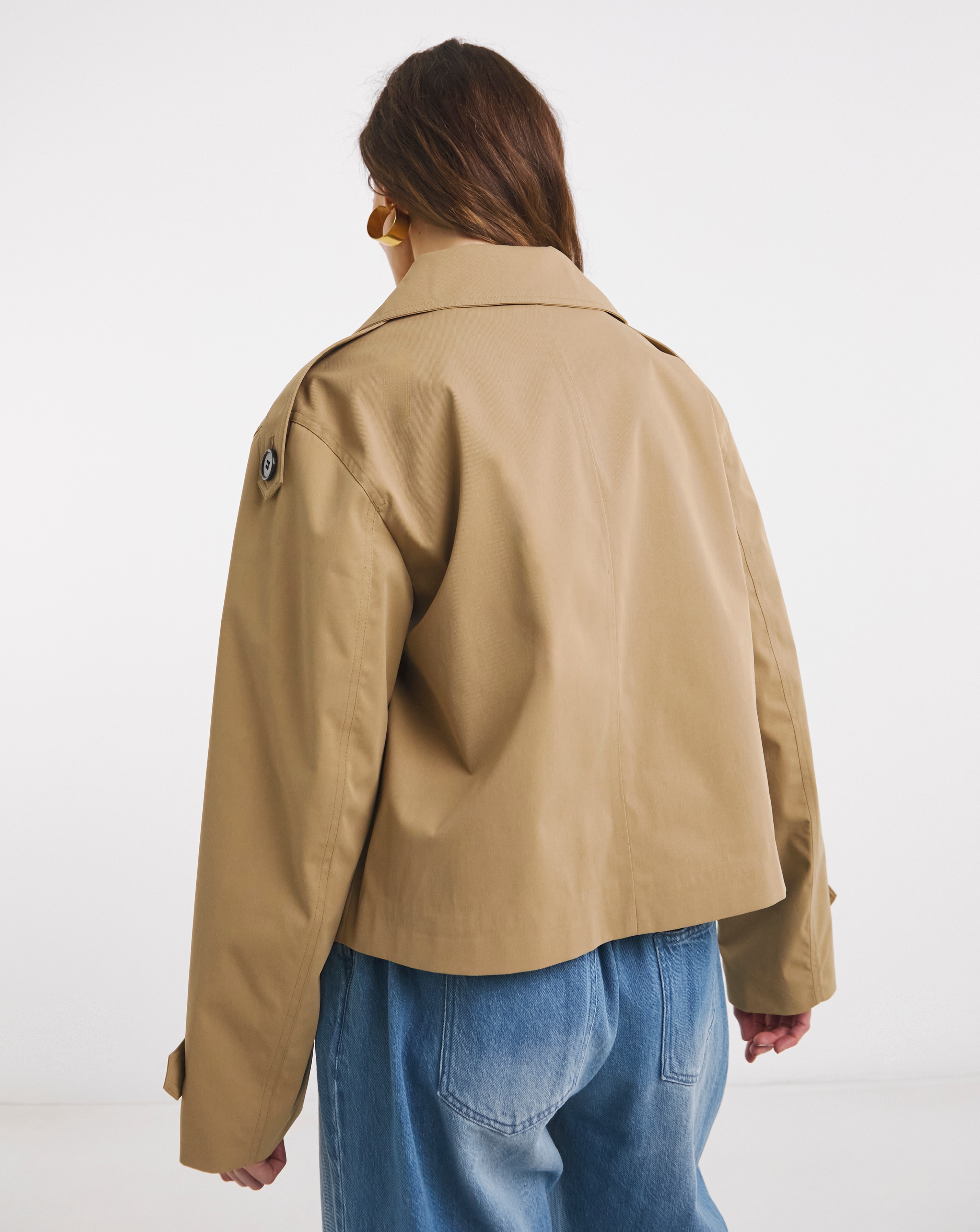 Camel Cropped Trench Coat | JD Williams