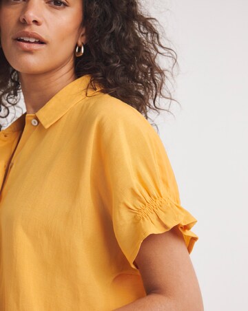 Orange Linen Relaxed Grown On Sleeve Shirt