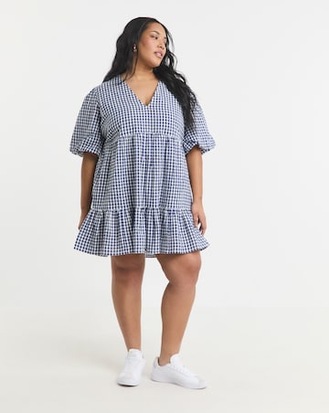 Simply Be Navy Gingham Smock Dress