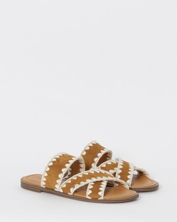 Maude Whipstitch Crossover Flat Sandals - Extra Wide Fit (EEE)