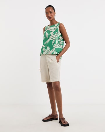 Slash Neck Linen Mix Shell Top