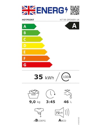 Hotpoint H799GPOWERUK, 9kg, 1400rpm Washing Machine - White + Installation