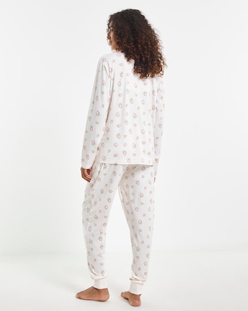 Chelsea Peers Jersey Ditsy Strawberry Print Crew Pyjama Set