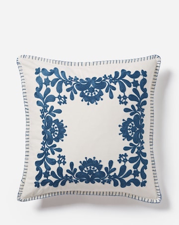Mia Embroidered Border Floral Cushion